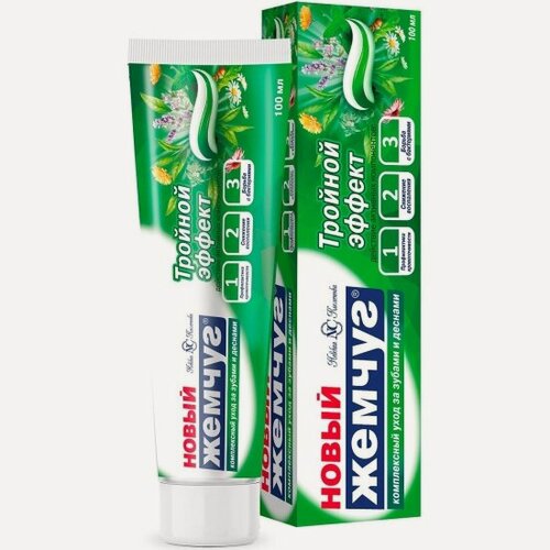 Изображение товара Зубная паста Новый Жемчуг Тройной эффект здоровье десен, 100 мл