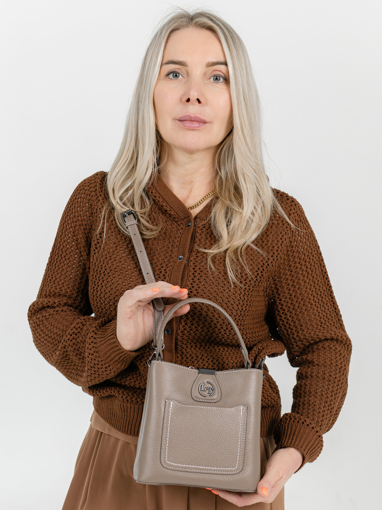 Сумка тоут LANOTTI, фактура зернистая, бежевый — фото 1