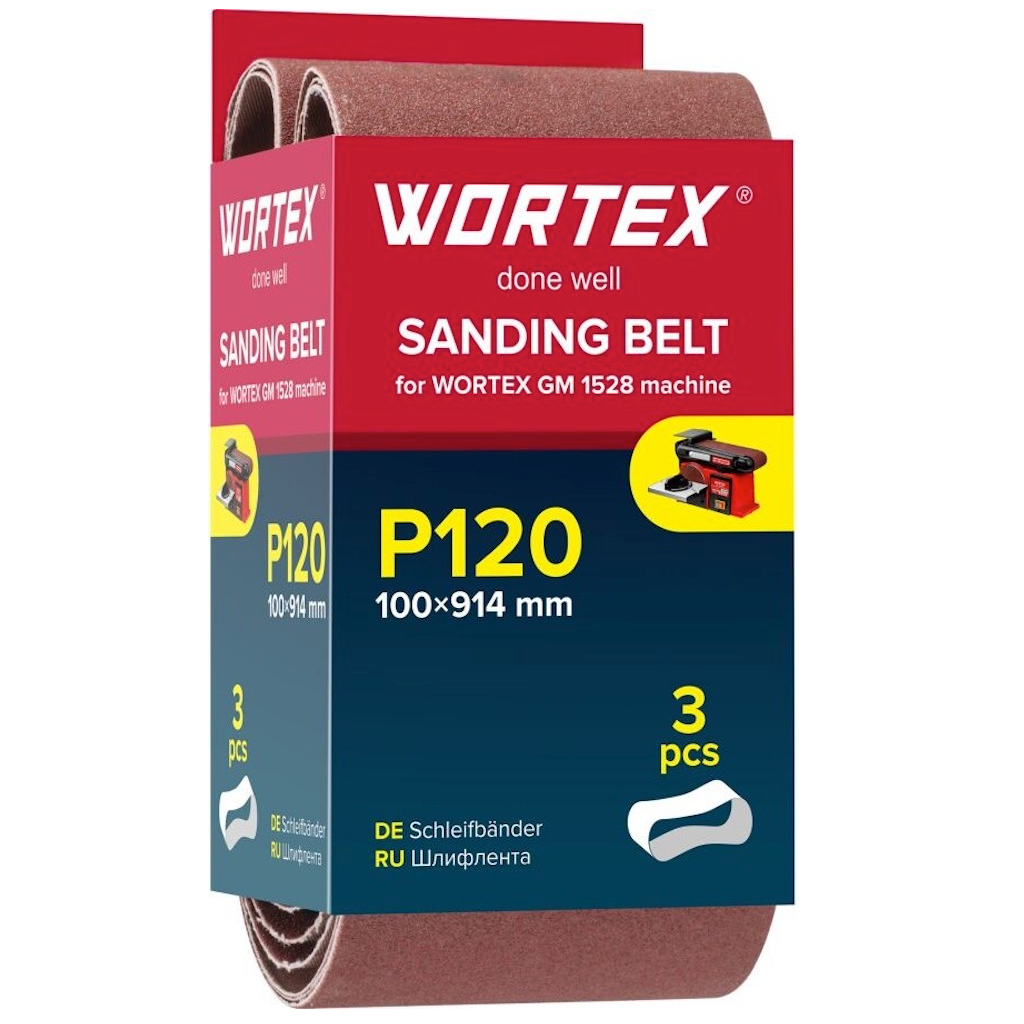 Лента шлифовальная 100x914 мм P120 бесконечная WORTEX 3 штуки (1325976)