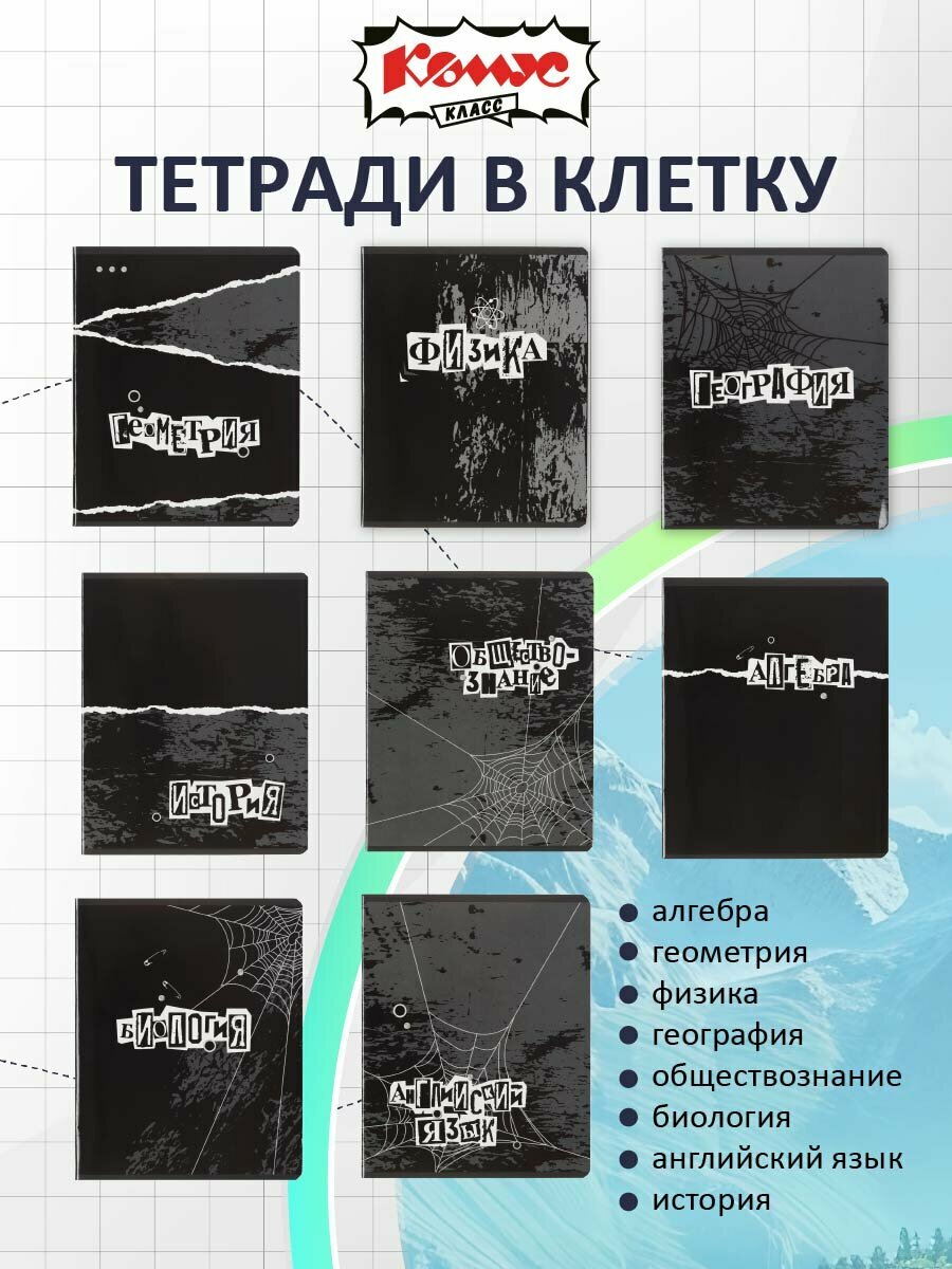 Тетрадь предметная Комус Класс Панк 48 листов в клетку и линейку, набор 10 шт — фото 1