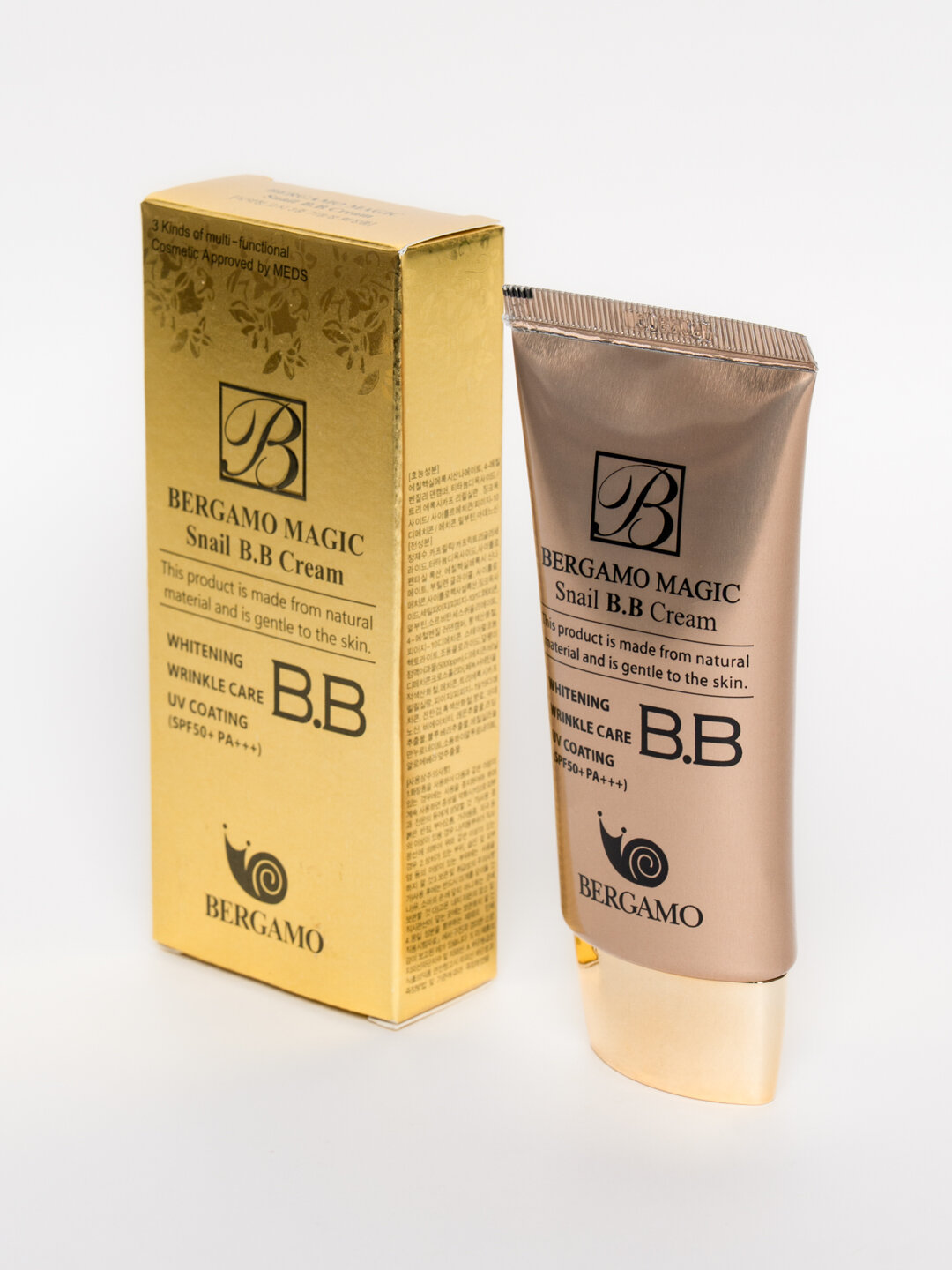 Многофункциональный отбеливающий тональный BB крем, Bergamo Snail SPF 50+, 50 мл