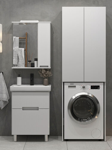 Изображение товара Шкаф для стиральной машины напольный Vannika Uni для ванной комнаты, белый