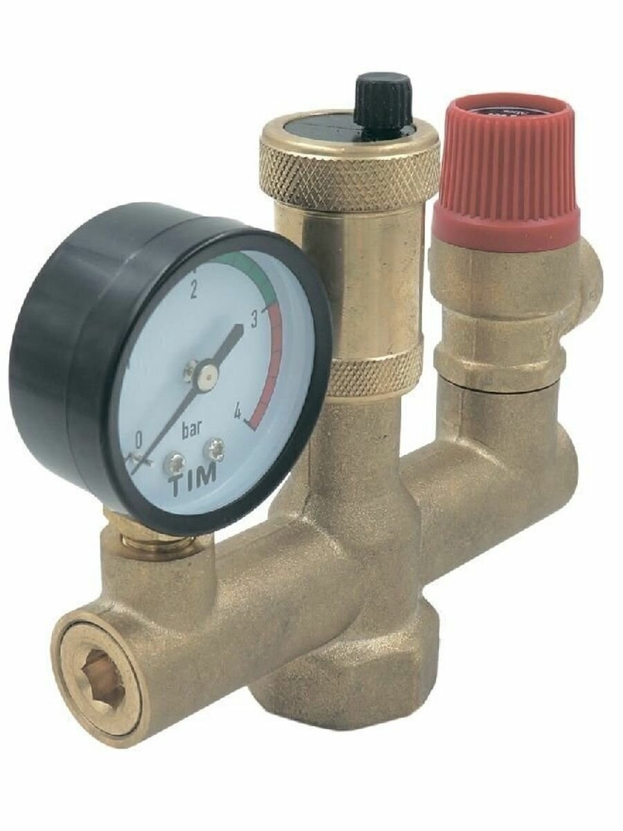 Группа безопасности "COMPACT" 1" 3 бар TIM JH1025-3std автоматический воздухоотводчик манометр предохранительный клапан