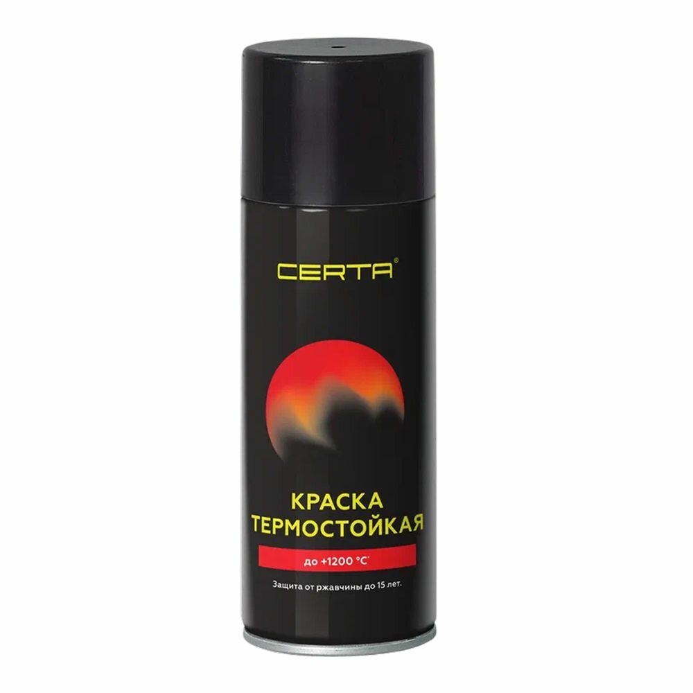 Certa / церта эмаль термостойкая антикоррозионная до 1200 с аэрозоль черный ral 9004 520мл