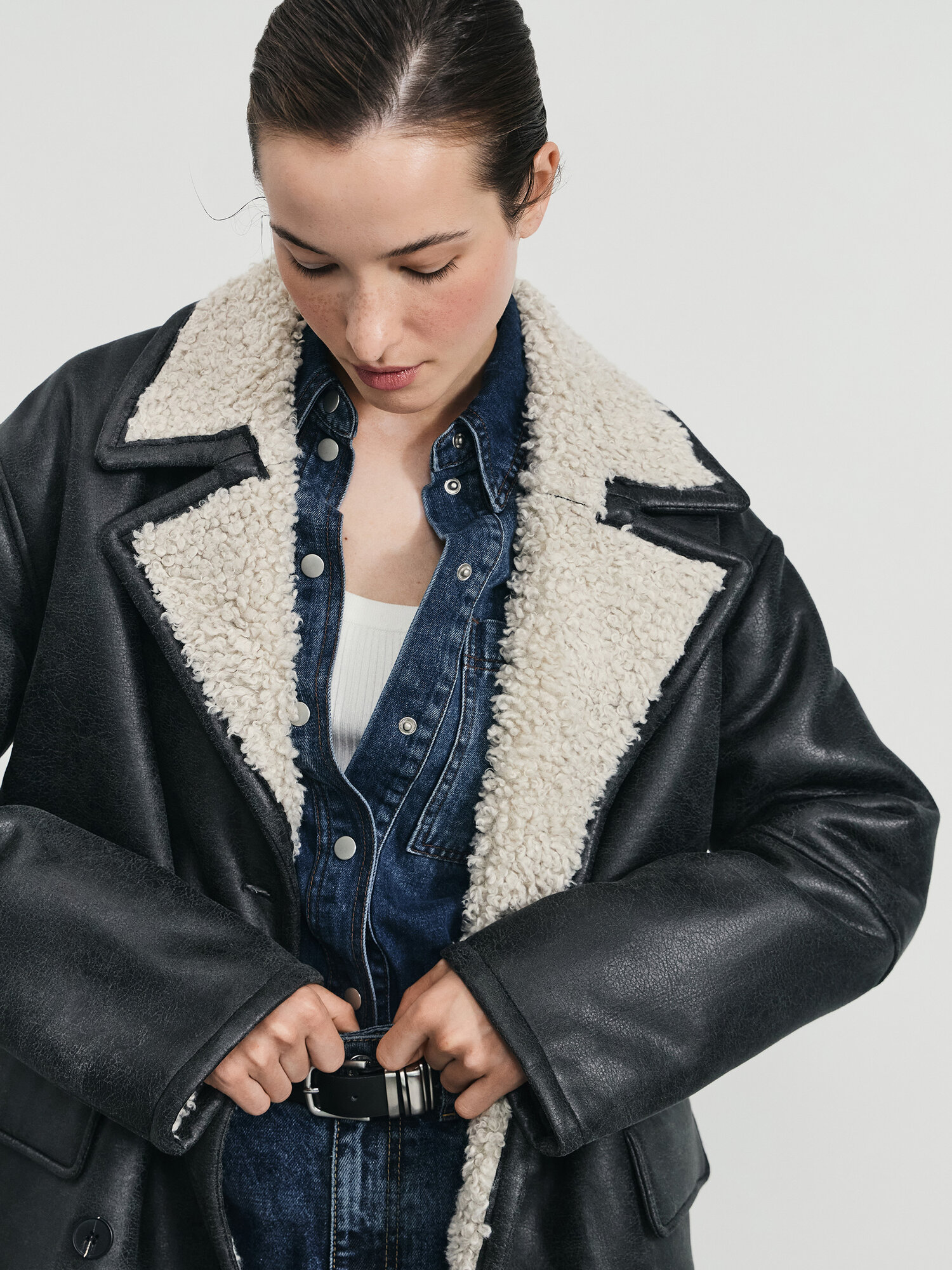 Дублёнка Zarina, размер L (RU 48), серый