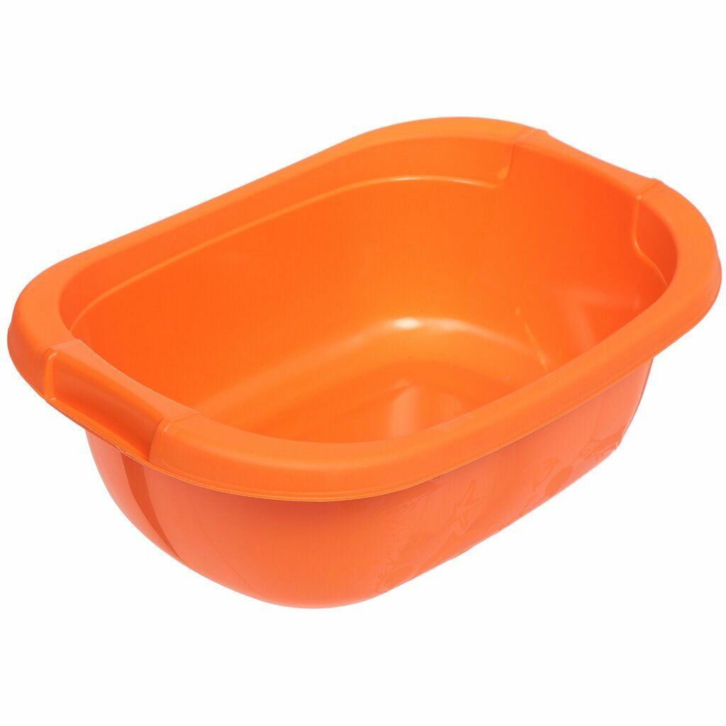 Таз Berossi пластиковый, 15 л, прямоугольный, с ручкой, мандарин