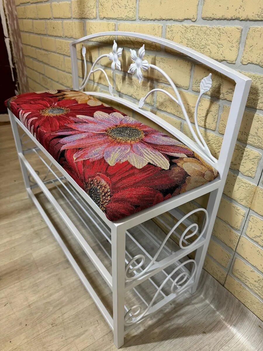 Кованая банкетка №04, Студия кованой мебели Нива, цвет белый мрамор — фото 1