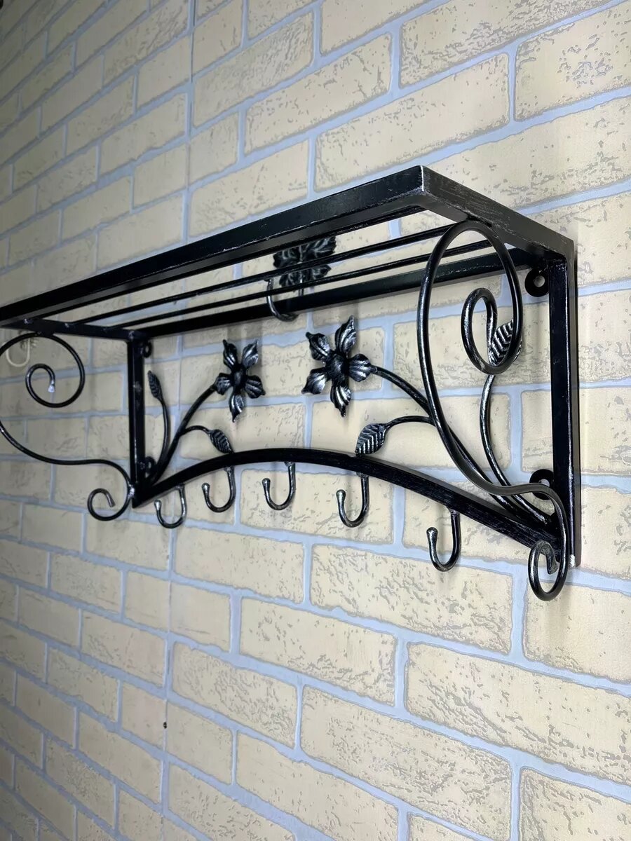 Вешалка настенная, кованая, Студия кованой мебели Нива, цвет античное серебро — фото 1