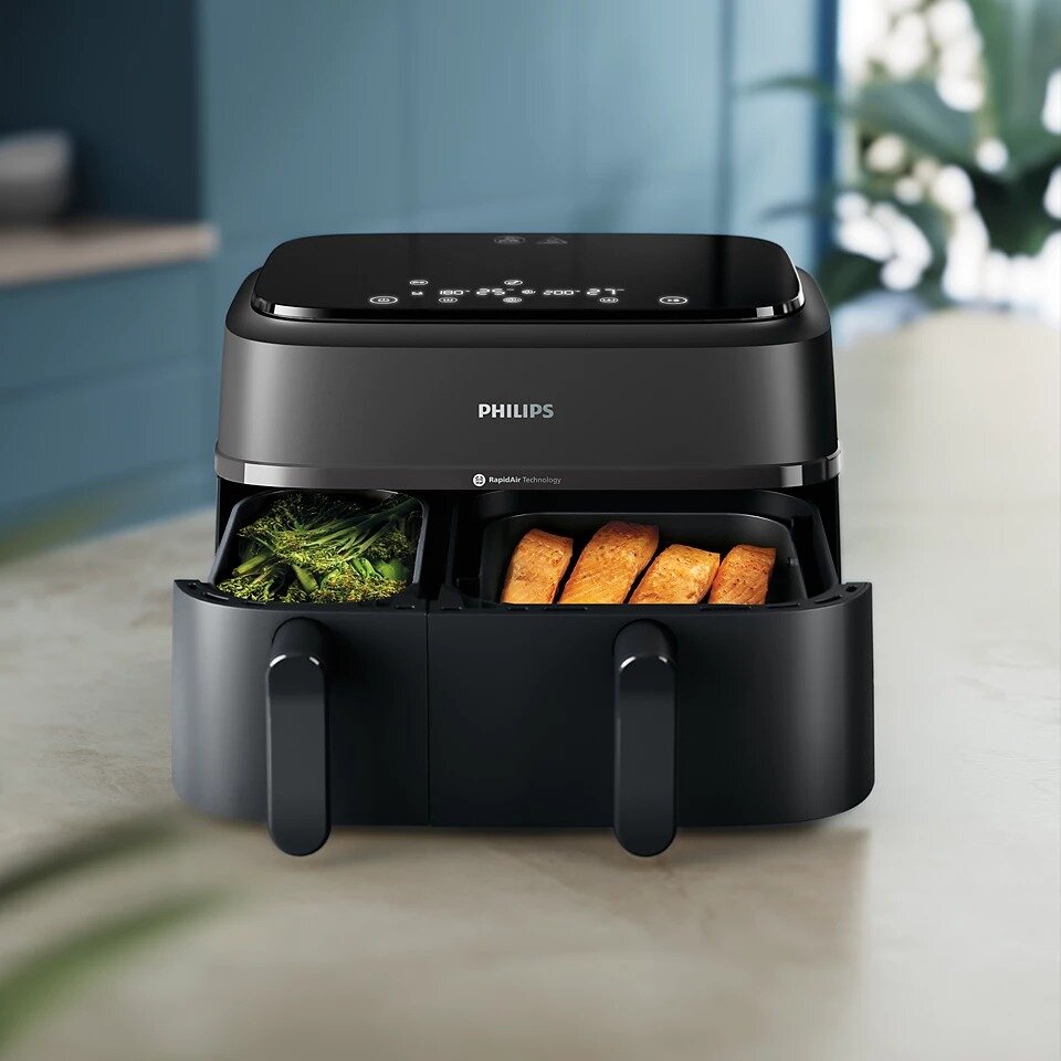 Аэрогриль Philips NA350/00 с чашей 9 л, мощностью 2750 Вт и электронным управлением с дисплеем и таймером