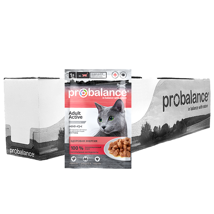 ProBalance Корм консервированный Active для активных кошек, пауч 85 гр (28 шт) — фото 1