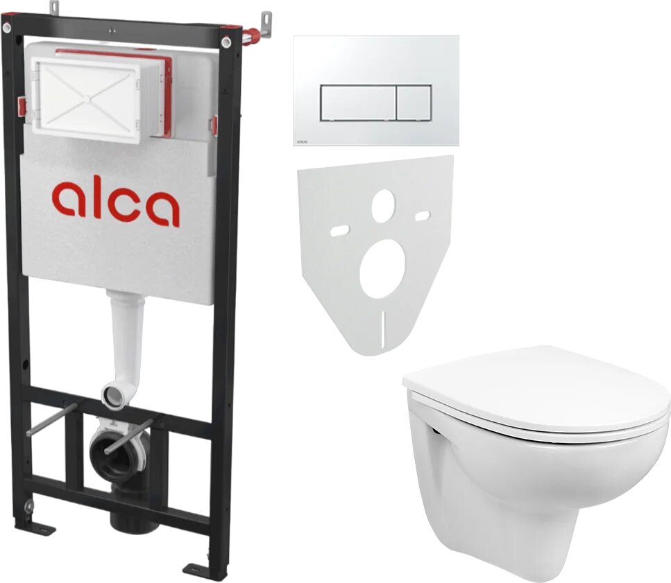 Комплект 2 в 1 Унитаз подвесной Wanfald Lauta 47302100005 / Инсталляция с кнопкой AlcaPlast AM101/1120-4:1 RU M571-0001