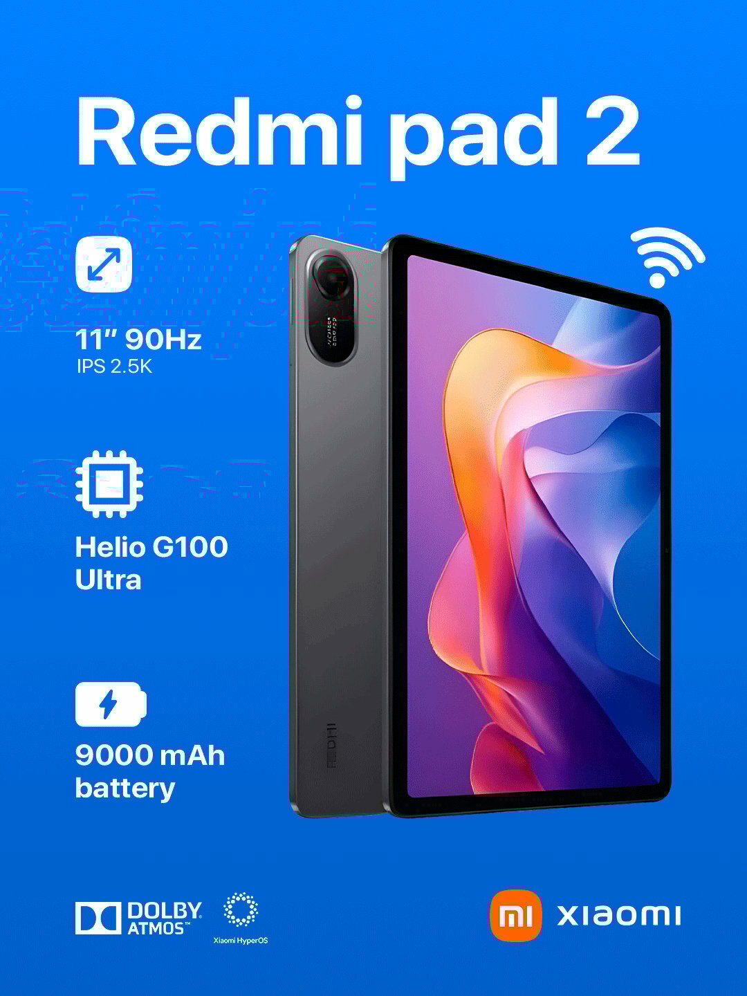 Планшет Redmi Pad 2 Wi-Fi, 10.61" IPS, 8 ГБ, 256 ГБ, HyperOS 2, Wi-Fi 5, Bluetooth 5.3 GRAY