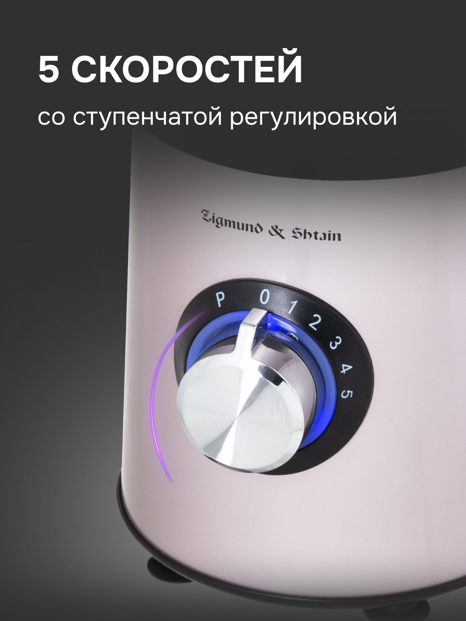 Блендер стационарный Zigmund & Shtain BS-441 D, 1000 Вт, 5 ск-й, стальной — фото 1
