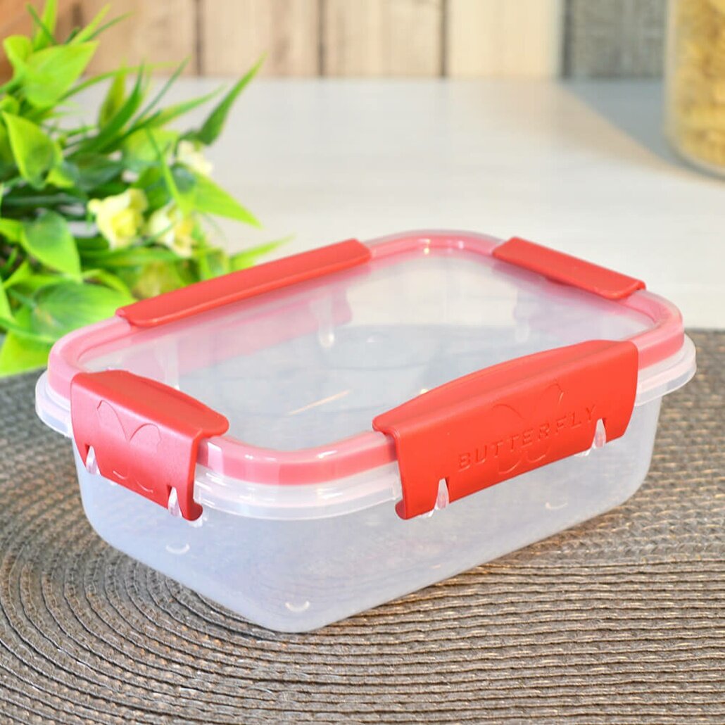 Контейнер 05л герметичный «butterfly bright» красный пищевой СВЧ‑совместимый пластиковый безопасный захват