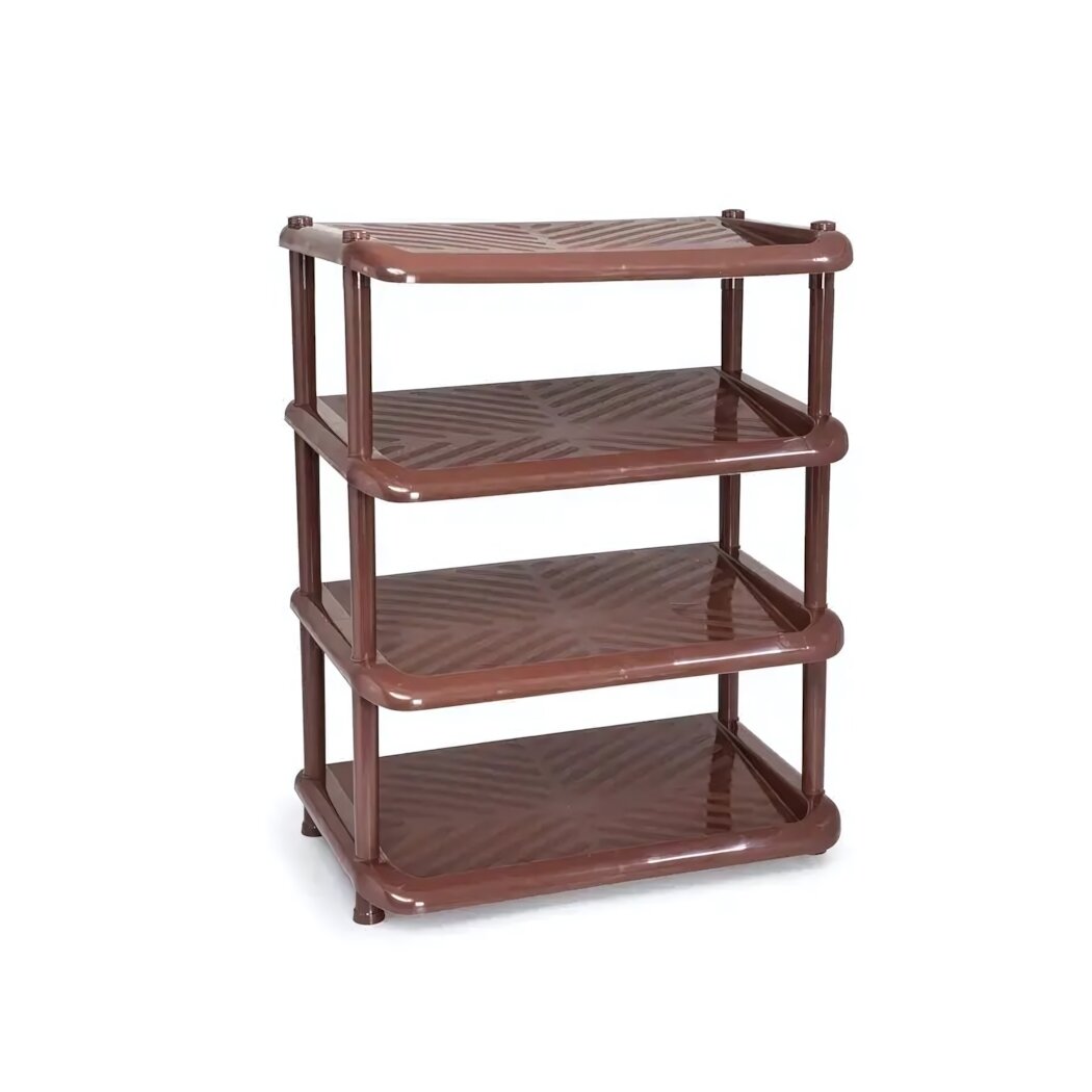 Этажерка для обуви 'Комфорт' 4 полки коричневая пластиковая размер 60х25х85см