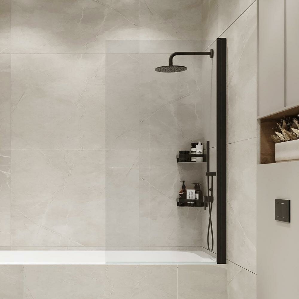 Шторка на ванну Terminus Ното 70 2CW150х70B профиль цвет Черный матовый стекло прозрачное