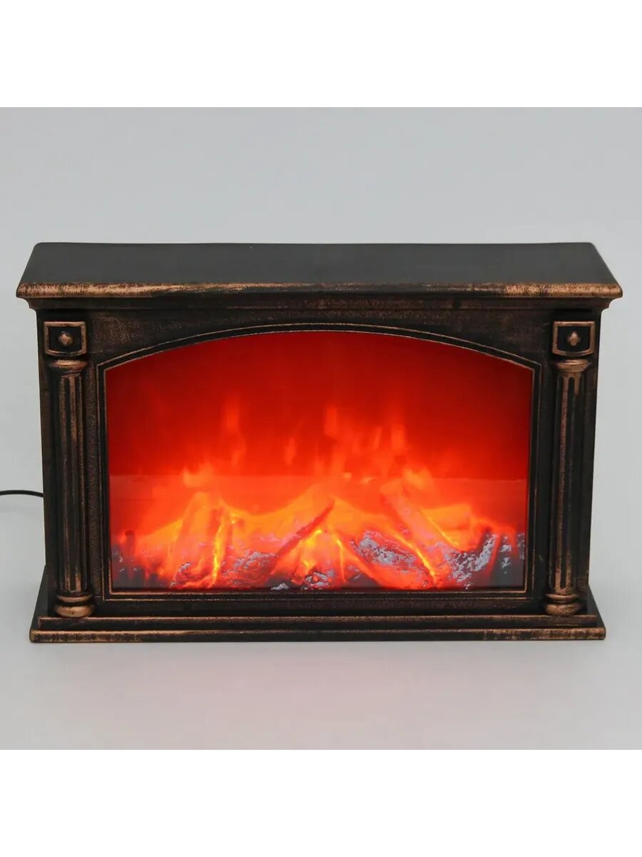 Камин декоративный LED настольный питание от USB имитация пламени цвет коричневый