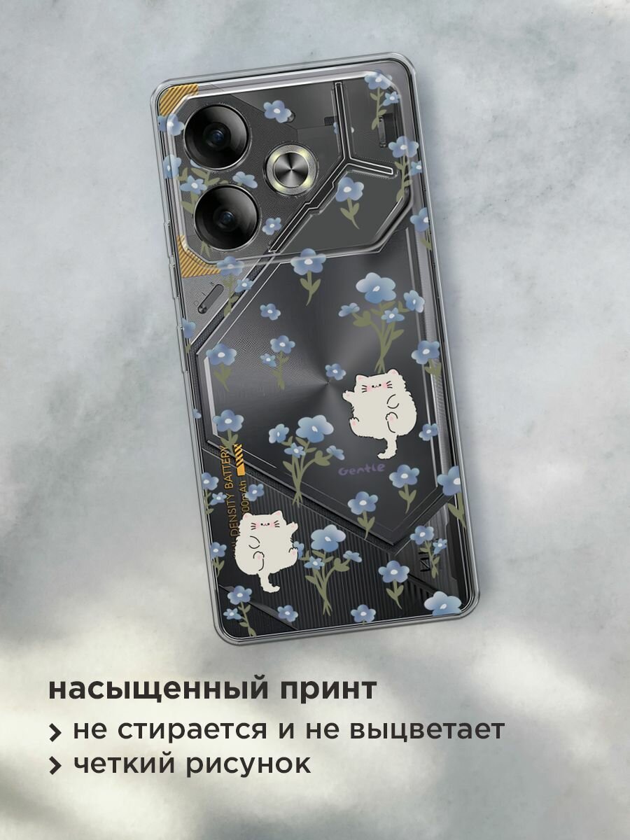 Чехол на Tecno Pova 6 / Текно Пова 6 с принтом "Gentle cats", прозрачный — фото 1