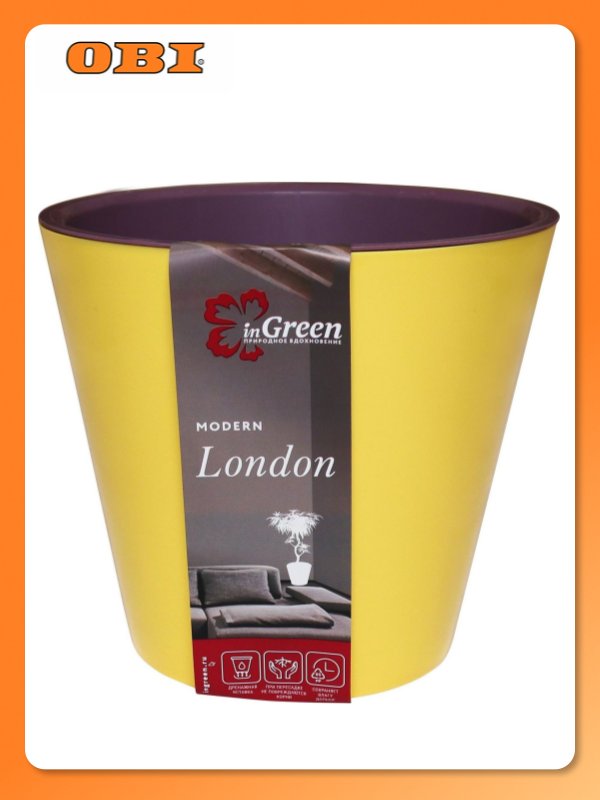 Горшок InGreen London d23 см 5 л полипропиленовый спелая груша