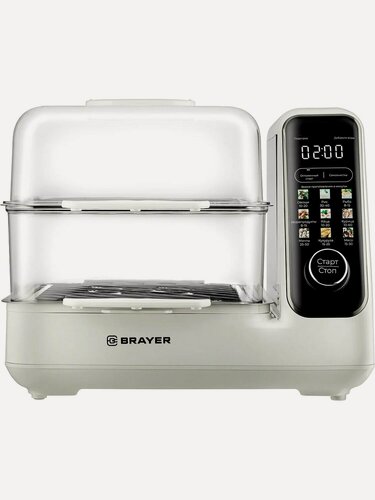 Изображение товара Пароварка BRAYER BR2860, 2 яруса, 10 л, сенсорное управление, бежевая