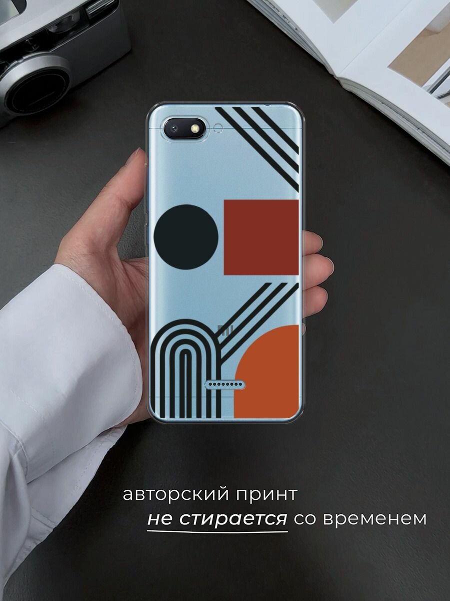 Чехол на Xiaomi Redmi 6A / Сяоми Редми 6А с принтом Абстрактная композиция, прозрачный — фото 1
