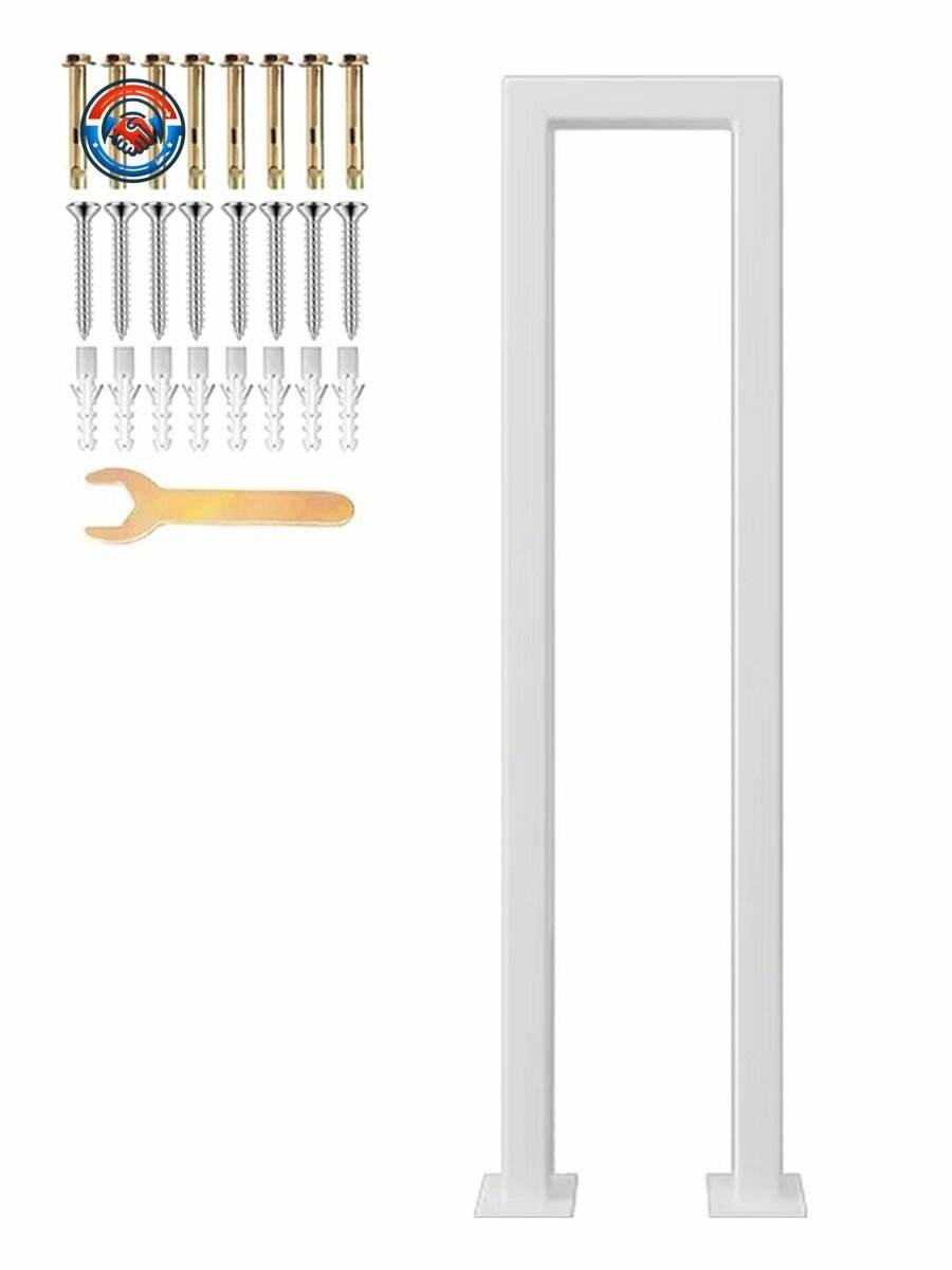 Белая металлическая балясина прямая 30х30 мм в стиле лофт готовая к установке порошковая покраска универсальная для деревянных и бетонных лестниц