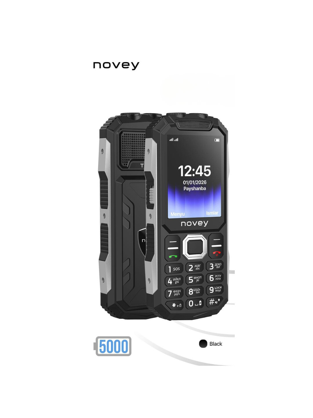 Мобильный телефон Novey T500, алюминий/пластик, 2 SIM, черный