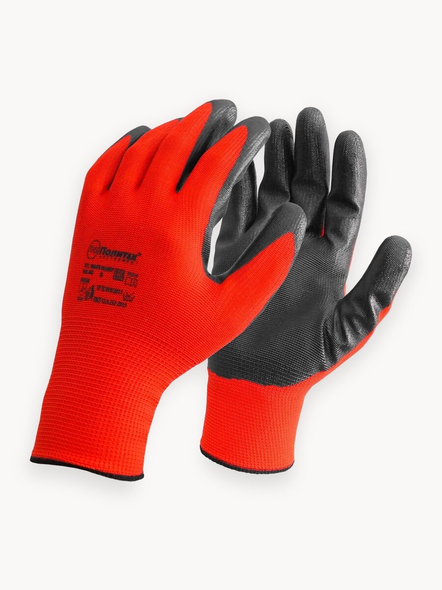 Перчатки рабочие, нейлоновые с нитриловым обливом, 12 пар Политех Инструмент