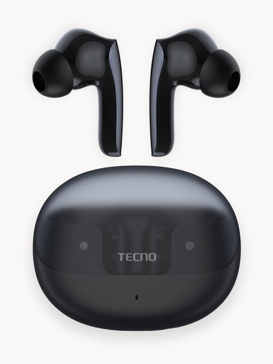 Беспроводные наушники Tecno Sonic 2, шумоподавление, сенсорное управление, чёрные