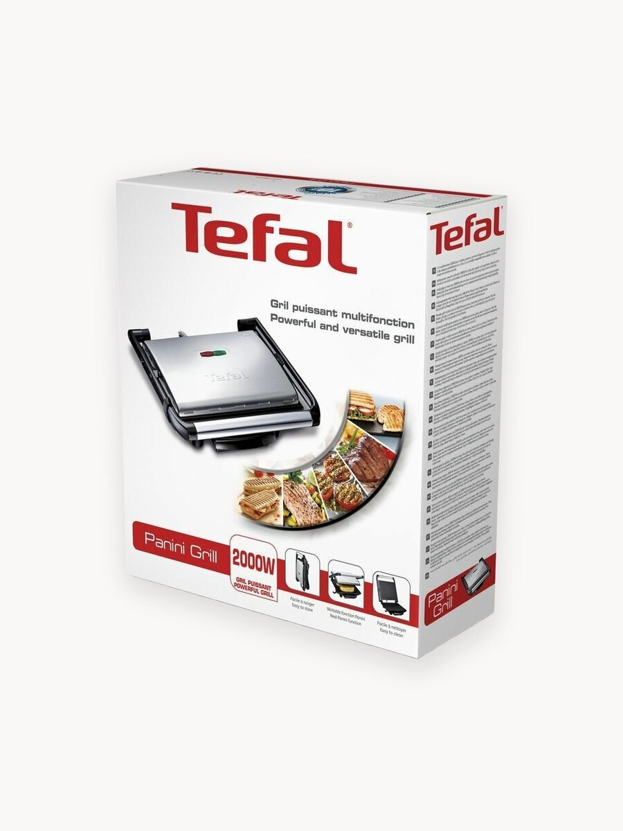 Электрогриль Tefal Inicio GC241D38 с антипригарными пластинами, стальной/черный