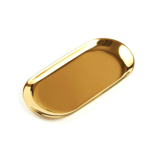 Золотой металлический поднос для хранения Роскошная золотая овальная пластина Железная фруктовая десертная пластина Ювелирный поднос Декоративный поднос для хранения (малый золотой)