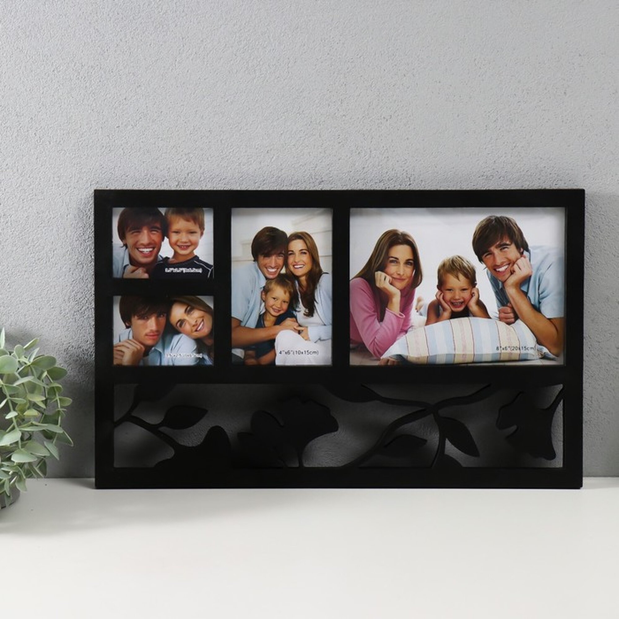 Фоторамка пластик на 4 фото 65x9 10x15 20x15 см 