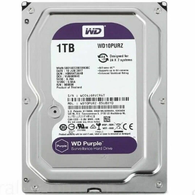 1 ТБ Внутренний жесткий диск Western Digital WD10PURX- SC HA 5001tb hdd 3.5'
