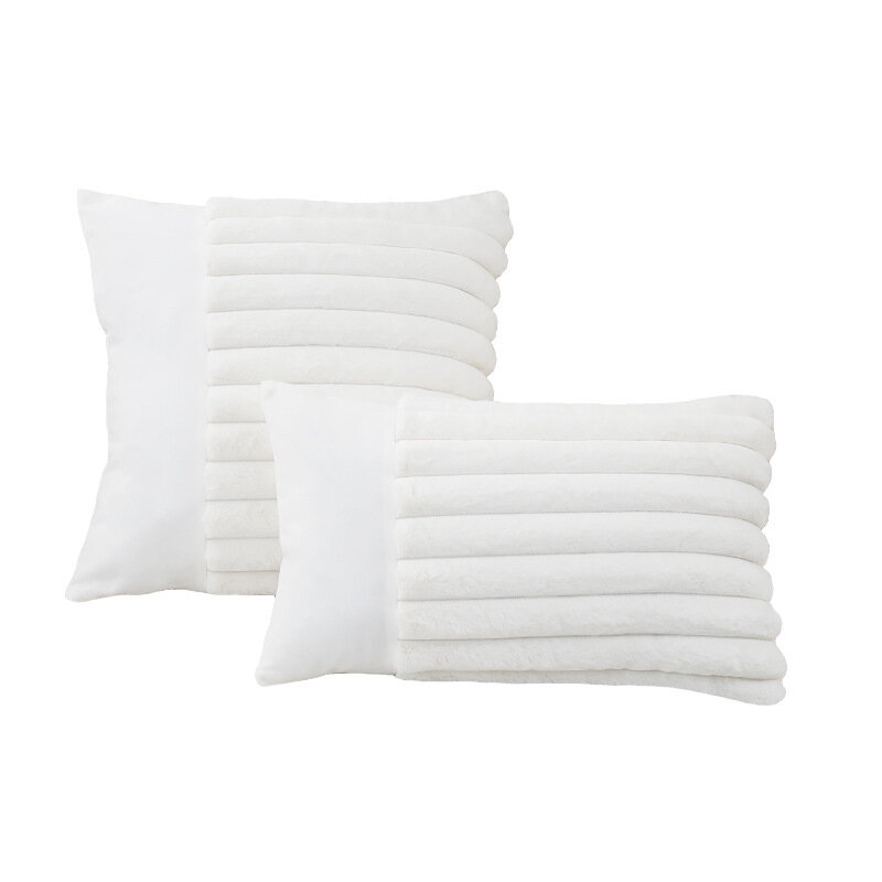 Наволочка декоративная с плюшевыми вставками, белая, размер 45х45 PILLOW7