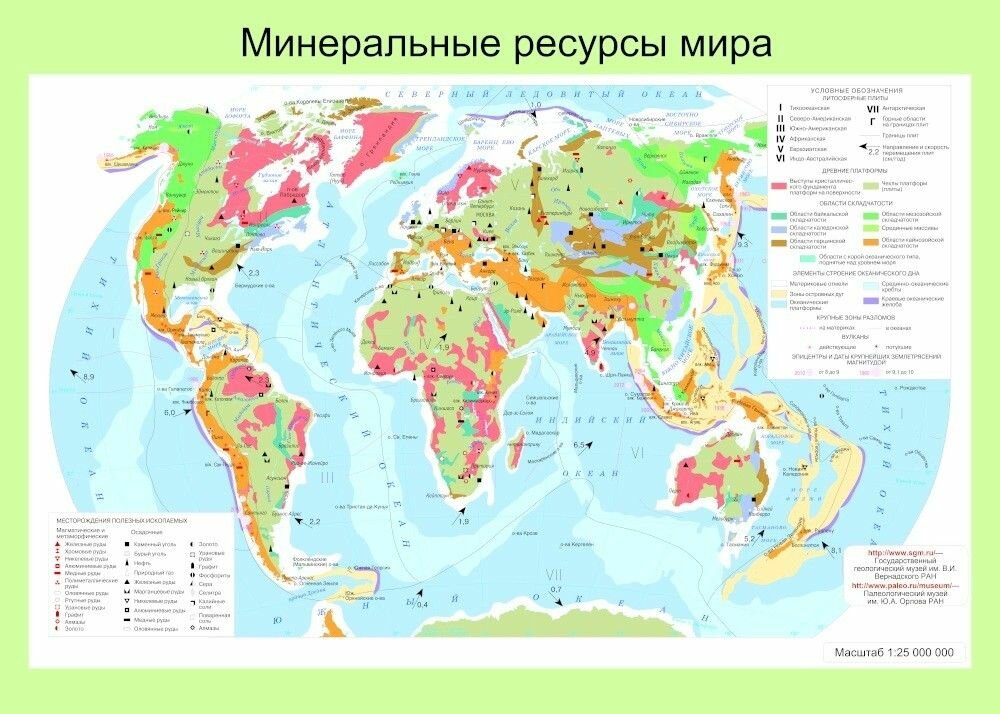 Карта Минеральные ресурсы мира. 10 класс (70*100см.)