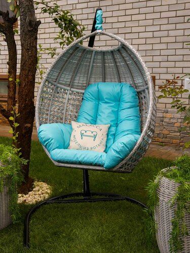 Изображение товара Подвесное кресло, Качели подвесные, Качели гнездо для сада, дачи, (Ш1100хГ1300хВ2000 мм), Авиано MALACCA, серо-белый