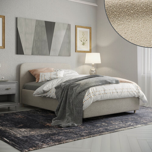 Изображение товара Кровать InRoom Мягкая кровать с подъемным механизмом Abstract бежевый букле, 160х200, с ножками