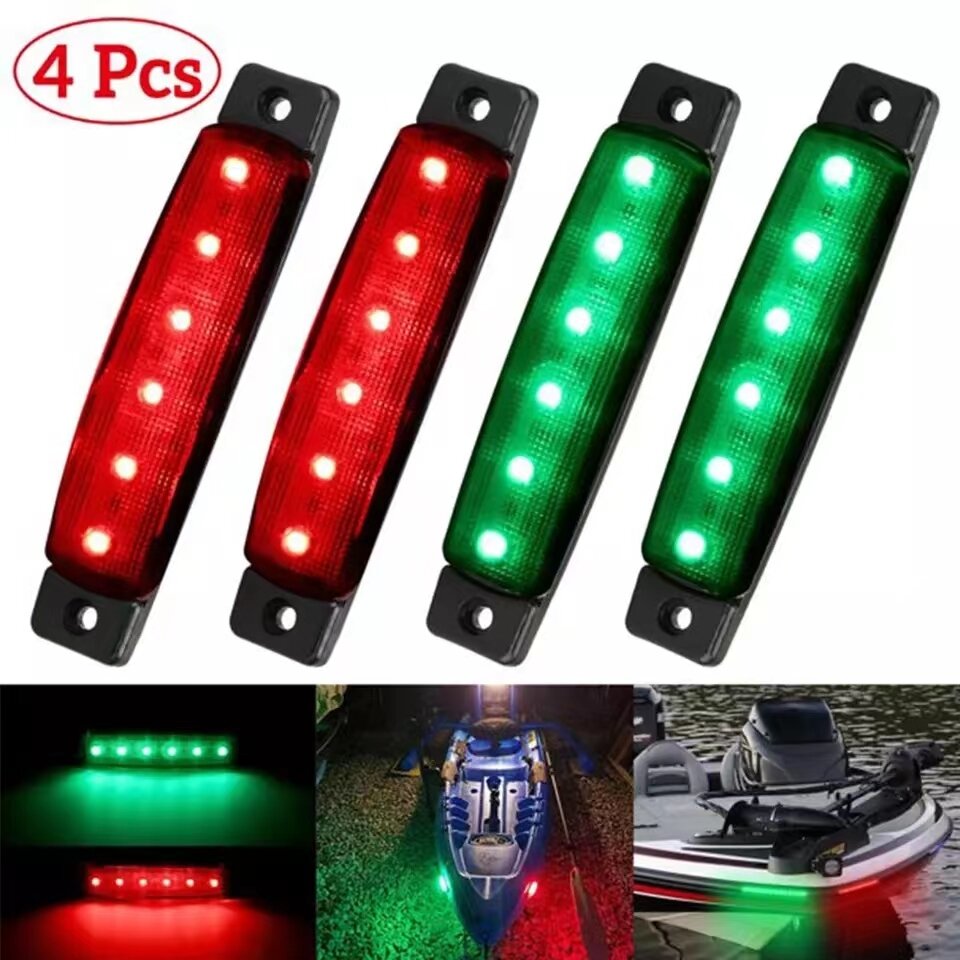 Огонь ходовой Фонарь навигационный 98х20 мм для лодки комплект 4 шт (зеленый / красный)