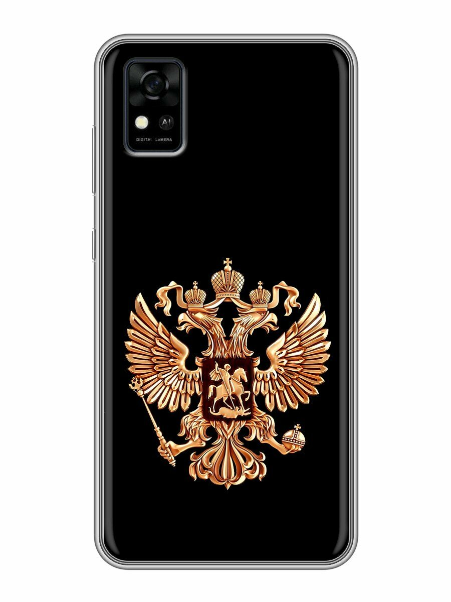 Чехол для ZTE Blade A31 с принтом Герб России золотой (ЗТЕ Блейд А31)