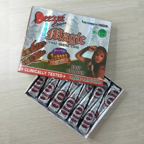 Golecha Хна Magic Fast (12 конусов в упаковке) Каштановый цвет