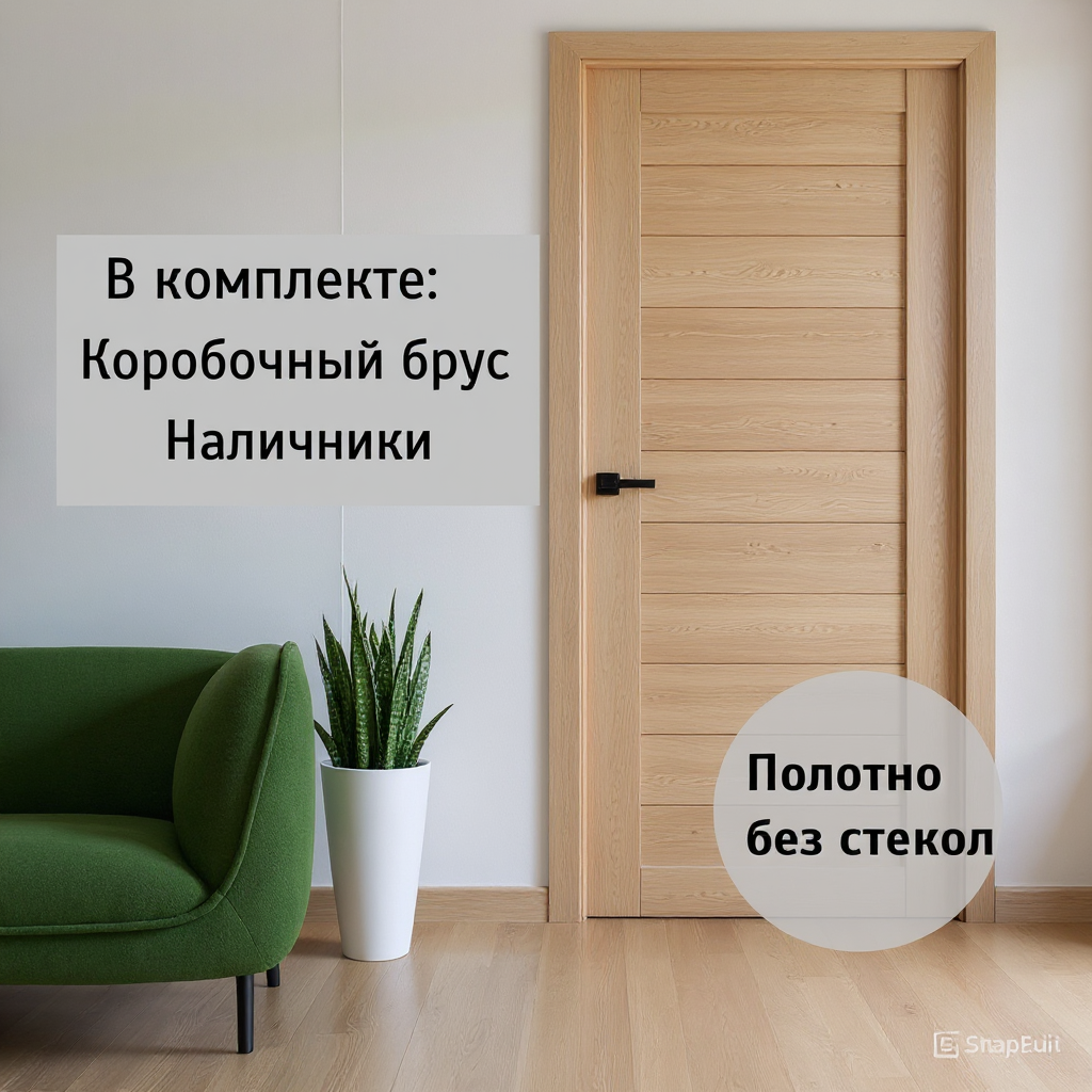 Дверь межкомнатная ECO ДГ1 цвет: беленый дуб размер: 700x2000 мм (КОМПЛЕКТ: полотно + коробочный брус + наличники)