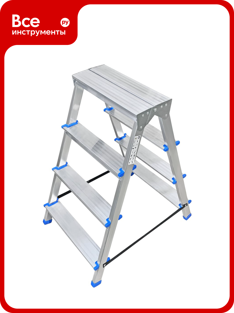 Алюминиевая двухсторонняя стремянка LadderBel 4 ступени STR2-AL-4