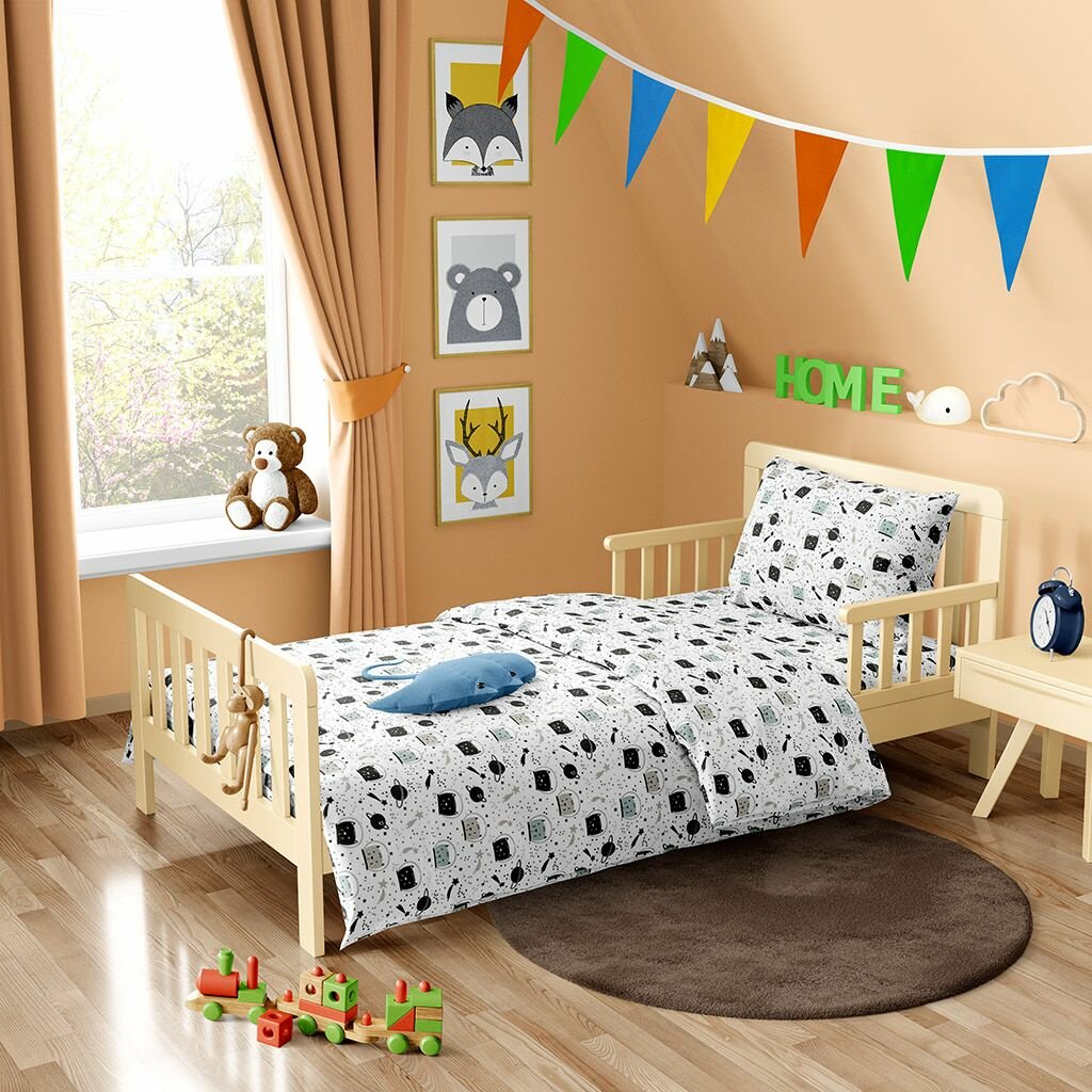 Постельное белье, комплект 1,5 спальный "В космос", 3 предмета, перкаль 110г/м2, наволочка 50х70см