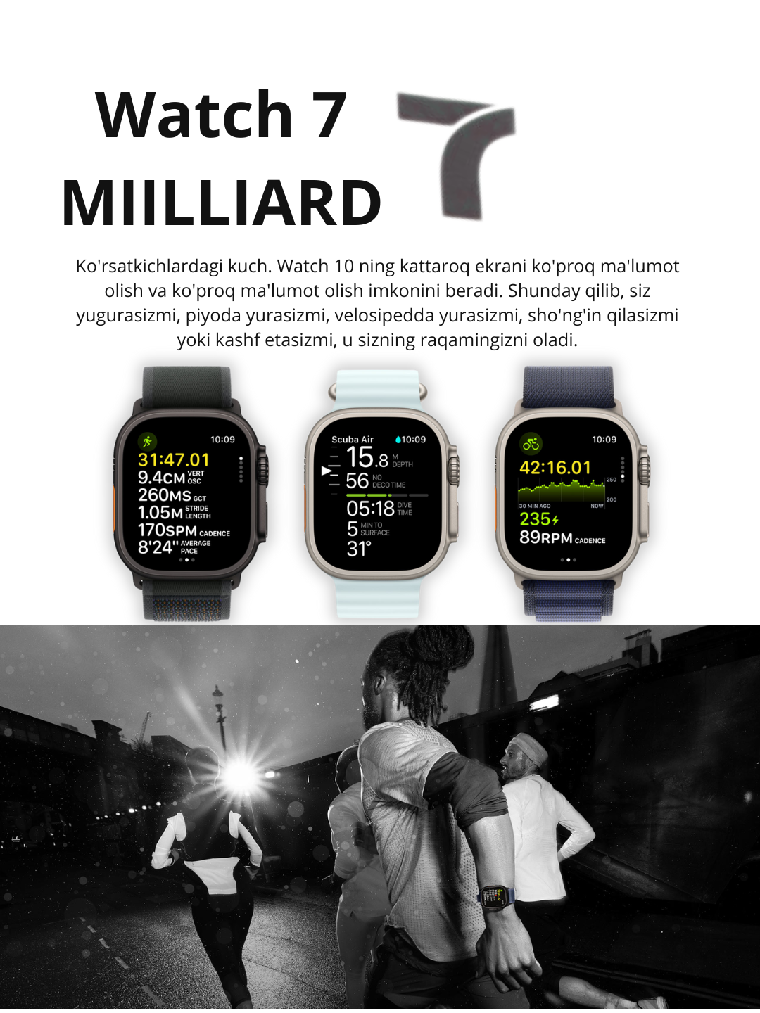 Watch 10 Series, 2,04 дюйма, AMOLED-дисплей, более 100 видов спорта, ультратонкий корпус 9,45 мм, 7 миллиардов оригинальных копий — фото 1