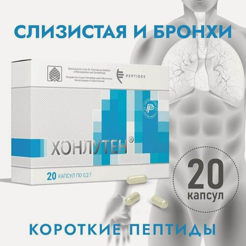 Изображение товара Хонлутен (Пептиды Хавинсона) пептид для лёгких, 20 капсул, профилактика заболеваний хроническая дыхательная и сердечно-легочная недостаточность, при пневмонии БАД