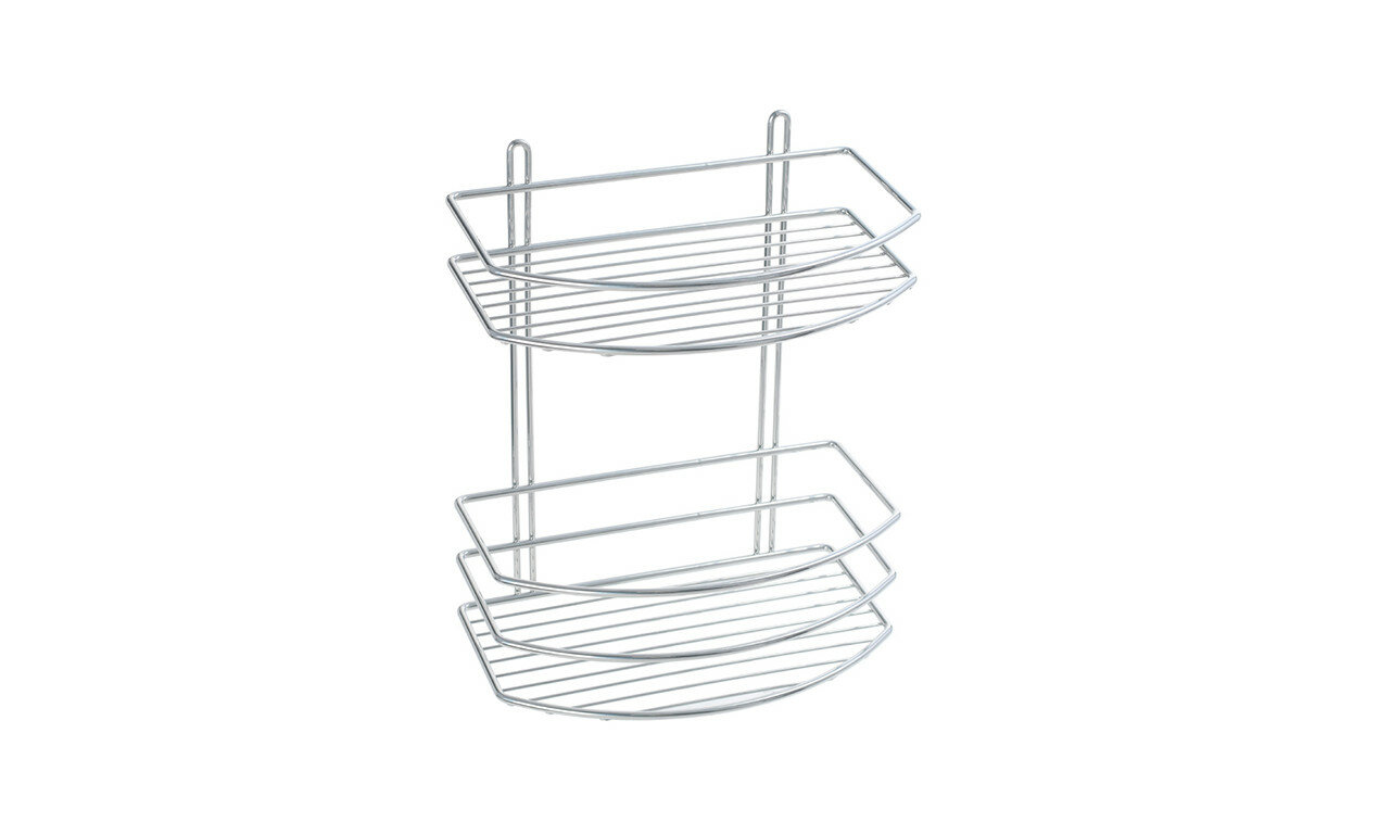Полка Fixsen овальная 2-этажная серая металл навесная 25x30x16 см
