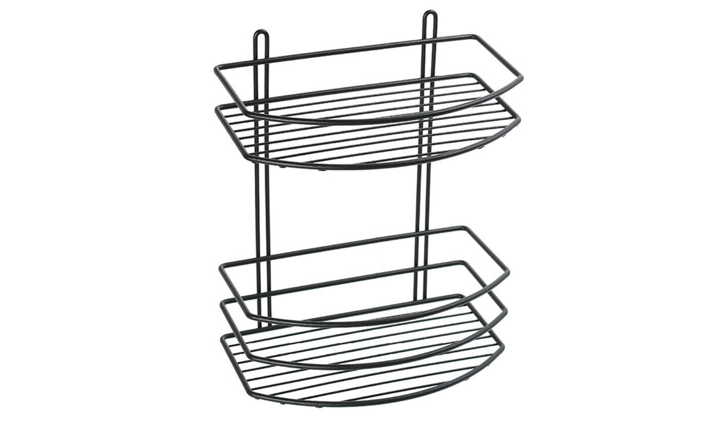 Полка Fixsen овальная 2-этажная черная металл навесная 25x30x16 см