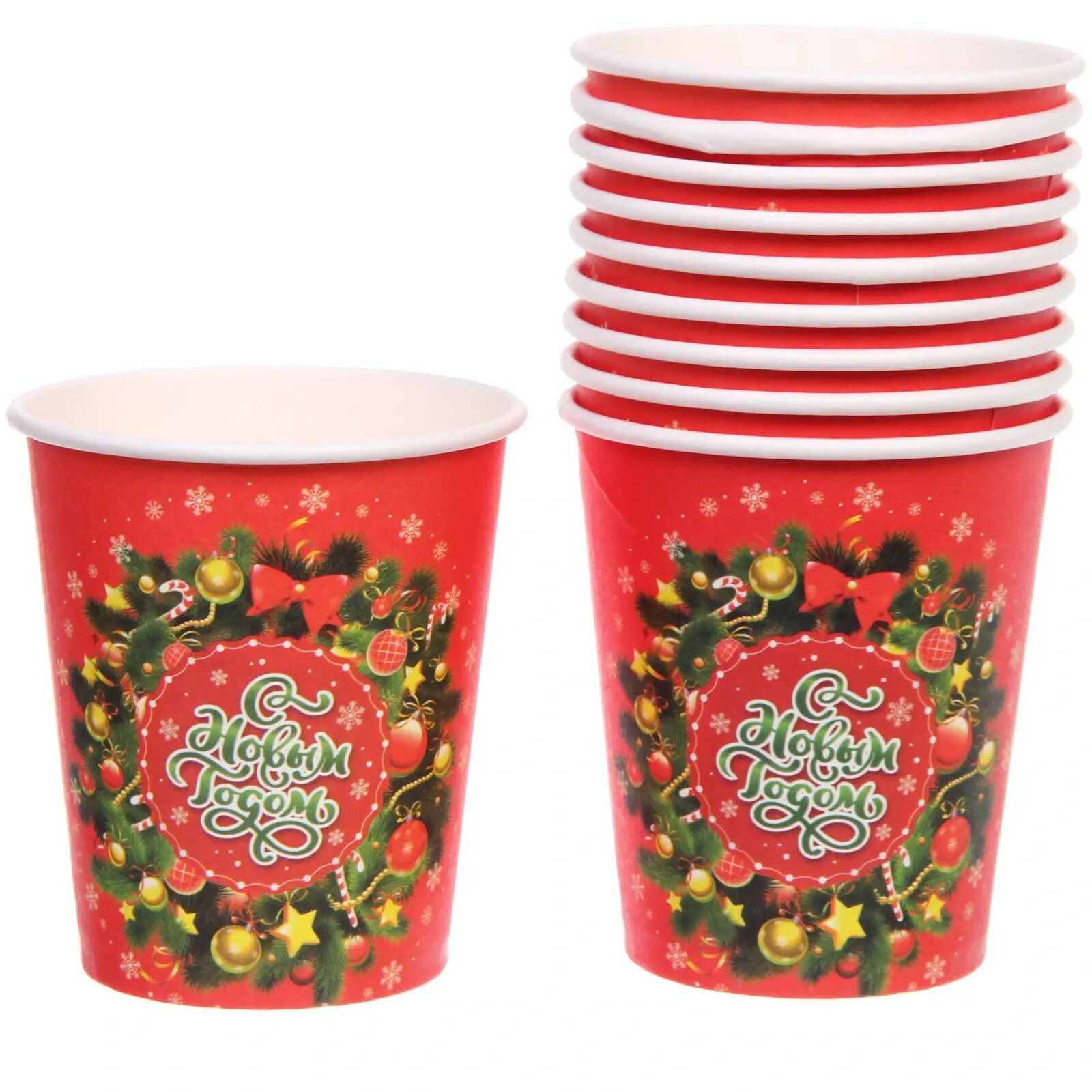 Стакан бумажный 02л 10 шт «С Новым Годом» удобные и легкие