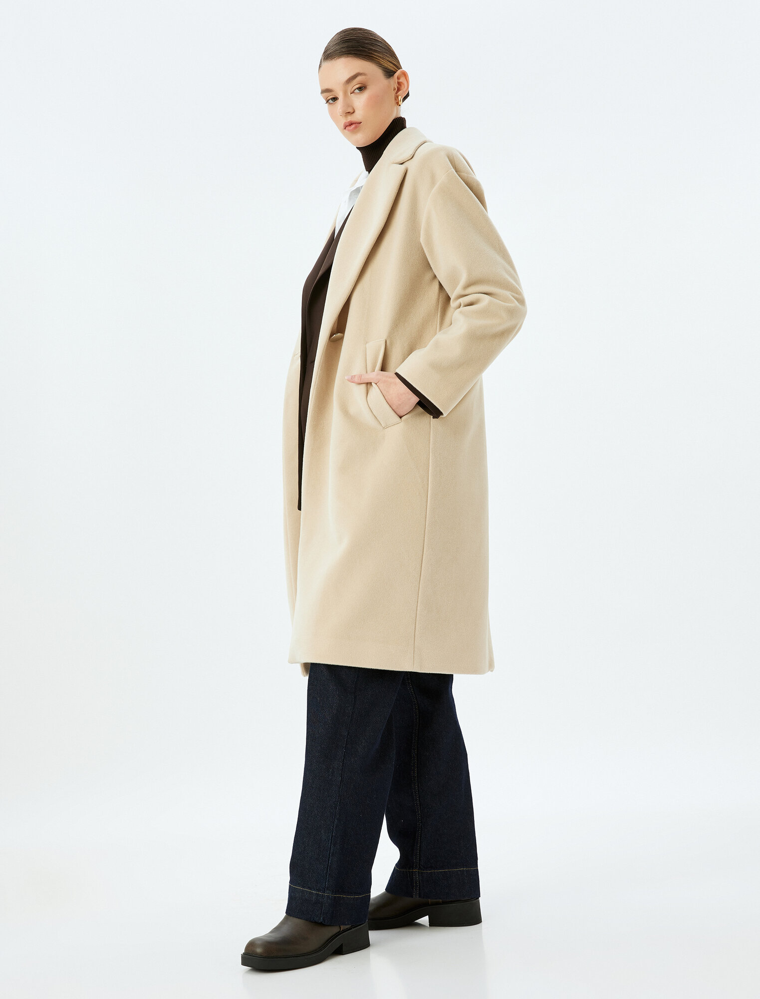 Пальто KOTON, размер 38, светло-серый