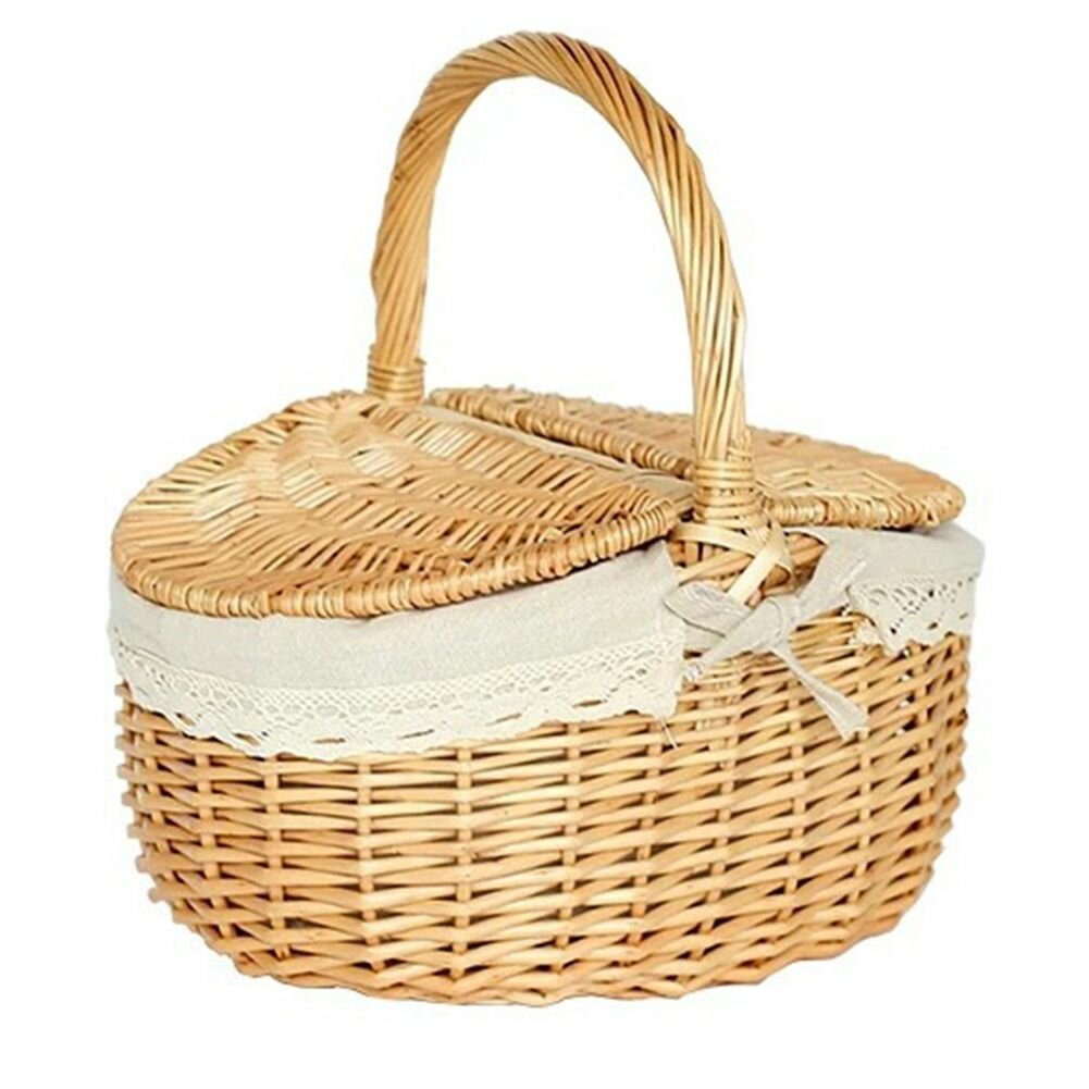 Корзина Milochic для пикника ручная работа ивовая бежевая 35x24x17 см